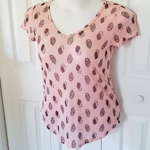 Mudd Owl Pink Sheer V-Neck Top Juniors Small